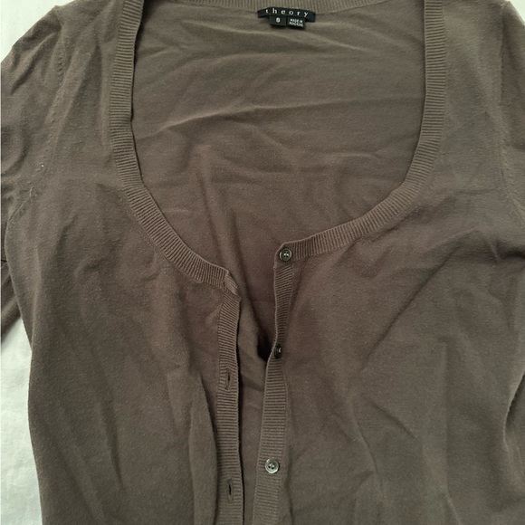 Theory Cardigan Brown Small - Picture 2 of 2